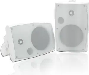 Herdio 400W 6.5 Inch Passive Outdoor Speakers Wired Waterproof,2 Way Wall Mounted Speakers with Powerful Bass for Patio Home Indoor Poolside Deck Backyard (Pair,White)
