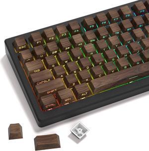 XVX PBT Keycaps - Side Print Keycaps, Shine Through Custom Key caps 75 Percent, Retro Keycap Set Dye Sub & Double Shot, 136 Keys Cherry Profile Keyboard Keycap for Mechanical Keyboard, Walnut Textures