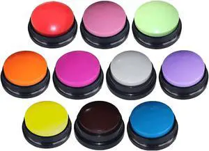 FRQNTKPA 10 Color Voice Recording Button, Dog Buttons for Communication Pet Training Buzzer, 30 Second Record & Playback, Funny Gift for Study Office Home wtih Whire and Coffee