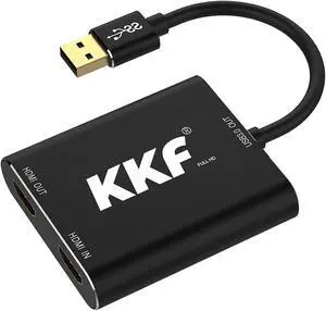KKF 4K HDMI Capture Card, 1080P 60FPS Video Capture Card for Streaming and Recording of PS5, PS4, Xbox Series X/S, Nintendo Switch via DSLR OBS with HD Ultra-Low Latency (USB A 3.0)