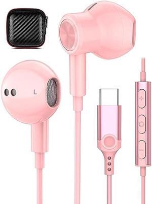 USB C Headphones for iPhone 15 Plus 15 Pro Max Magnetic Type C Earphone Pink
