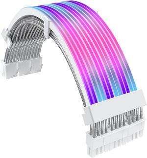 RGB PC Cables,All White 3x8 pin RGB Cable Extension PC for CPU/PCIE,5V 3Pin Sync RGB PSU Cables.