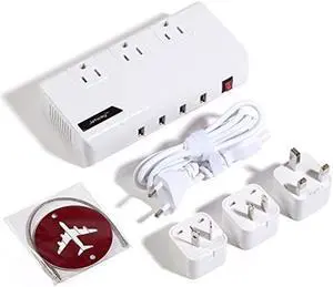 Best International Travel Adapter and Voltage Converter - 200 Watts - Quiet Mode - Bonus Luggage Tag and Case - 220V to 110V Travel Converter for UK AUS EU Asia Africa - Guaranteed Satisfaction