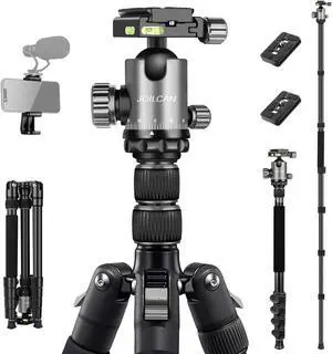 JOILCAN Tripod for Camera, 81" Camera Tripod DSLR Tripod, 83" Aluminum Camera Tripods & Monopods, Heavy Duty Travel Tripod for Binoculars Laser Level Spotting Scope, Professional Complete Tripod Units
