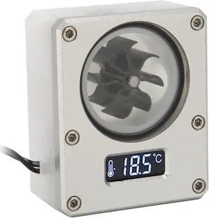 Kafuty-1 Water Flow Meter for PC, Water Cooling Flow Meter Indicator for PC Water Cooling System, Small 3Pin 12V Flow Meter with LCD Display(Silver)