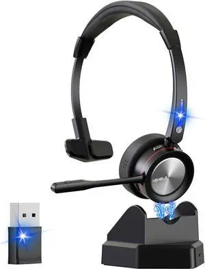 KEMEILE Wireless Bluetooth Headset with Microphone for PC/Computer/Laptop/Cellphone, Bluetooth Headphones with Mic Mute & USB Dongle for Work from Home/Office/Call Center/Teams/Zoom/Trucker/Education
