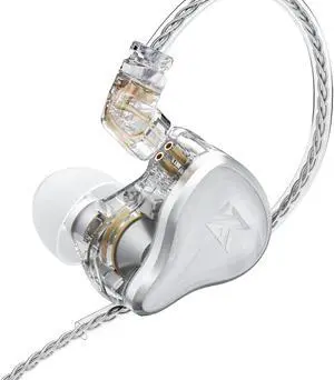 Kinboofi in Ear Headphone, KZ ZAS Wired Earphone,7BA+10mm Dual DD HiFi Stereo Sound Earphones Noise Cancelling Earbuds Headphone Built-in Callable for Musical (White, with Mic)