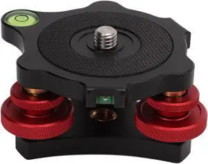 KIMISS Camera Leveler, LP-64 Camera Tripod Ball Head Leveling Base Aluminum Triple Wheel Leveler Bubble Level Tripod Head Leveling Base