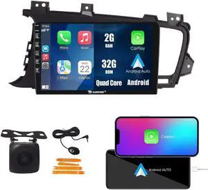 Kunfine Car CarPlay Android Auto Navigation Stereo GPS Radio Reverse Camera Display 9" IPS Touchscreen Headunit Tablet Pad Media Player for Kia Optima K5 2009-2015, if Applicable Quad Core 2G+32G