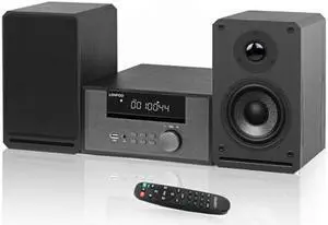 Home CD Stereo Shelf System,100W Hi-Fi Bookshelf Speskers System (CD Player, FM Radio, Wireless Bluetooth, USB Playback, AUX, Headphone Jack)