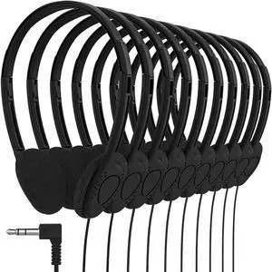 Maeline Bulk Classroom Student Headphones On Ear Stereo Headphones Flexible Adjustable Band for Kids Online Learning, Library, School, Airplane, Travel - 3.5mm Plug - 50 Pack - Black