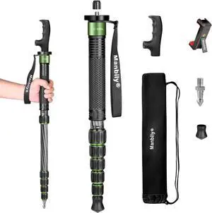 Manbily Carbon Fiber Camera Monopod,61 inch Portable Compact Lightweight Travel Monopod Walking Stick,Monopod for DSLR Camera Canon Nikon Sony Video (Carbon Fiber, Green&Black)