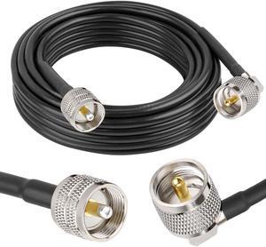 MOOKEERF CB Coax Cable - RG58 UHF PL-259 Male to Male Right Angle Coaxial Cable 25FT Low Loss Cb Antenna Cable Jumper Cable for CB Radio, HAM Radio, Antenna Analyzer, SWR Meter