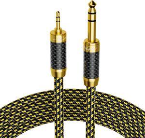 Mygatti HiFi 1/8 to 1/4 Stereo Cable 40 FT, 3.5mm TRS to 6.35mm Audio Cord, (Silver Plated Copper, Braided), Guitar to Aux Bidirectional Cable for Audiophiles, Guitar, Home Theater, Speaker, Amplifier