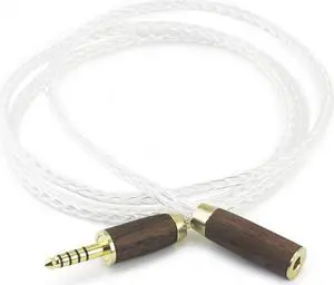 NewFantasia 4.4mm Balanced Male to 4.4mm Balanced Female Headphone Audio Adapter Cable 8 Cores 6N OCC Copper Single Crystal Silver Plated Wire Walnut Wood Shell 4.4mm Extension Cord 4.9ft