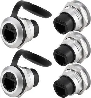 PENGLIN 5PCS RJ45 CAT6 Panel Mount Connector, CAT6 Ethernet LAN Pass Through Coupler, Female to Female Network Bulkhead Socket