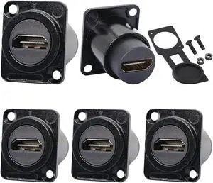 PENGLIN 5PCS HDMI Panel Mount Adapter 4K@60Hz,HDMI 2.0 Panel Threaded Fixed Mount Coupler Female to Female for TV Monitor Projector
