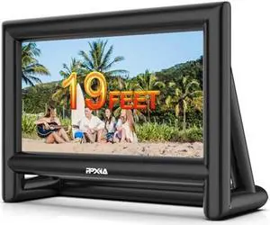PPXIA 19FT Inflatable Projector Screen, Blow Up Projection Screen with Air Blower, Home Theater for Movie Nights, Inflatable Movie Screen Outdoor Backyards Pool BBQ Party - Front/Rear Projection