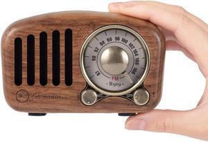 PRUNUS J919 Retro Bluetooth Speaker Radio with Bass Enhancement Sound Loud Volume BT50 MP3  FM Radio Wooden Vintage Radio AUX Input and TF Card MP3 PlayerWalnut Wood