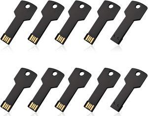 RAOYI 10 Pack 2GB USB Flash Drive USB 2.0 Metal Key Shape Memory Stick Thumb Drive Pen Drive-Black