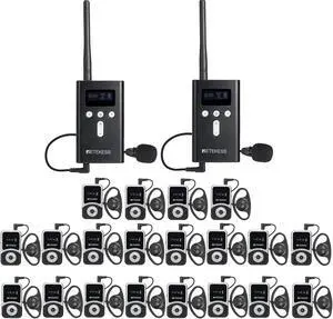 Case of 2 Transmitter 20 Receivers, Retekess T130S Upgrade Tour Guide Audio System, New Version of T130, 49 Channels, 328ft, Interpreting Equipment