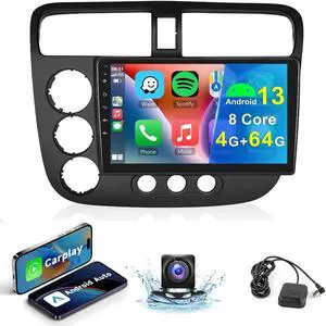 8 Core 4G 64G for Honda Civic 2001-2005 Android Stereo Radio Carplay Android Auto, Rimoody 9 Inch Touchscreen GPS 4G-WiFi Bluetooth FM DSP-36 Mirror Link 59-UI Themes Backup Camera