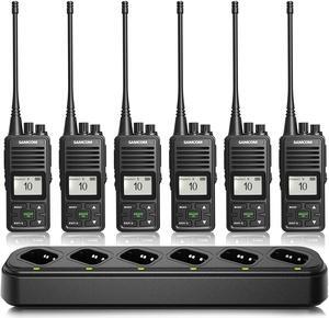 SAMCOM FPCN10A Two Way Radios with Charging Station, 3000mAh Super Power Battery 2 Way Radios Walkie Talkies, 6 Pcs Heavy Duty Programmable UHF Handheld Radios with 6-in1 Charger Gang