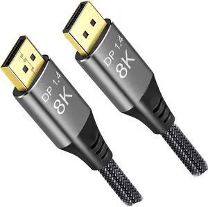 Angusplay 8K Displayport to DisplayPort 1.4 Cable 30ft 35ft 10m, Ultra HD 4K@144Hz, 8K@60Hz, HBR3(7680x4320 Resolution), High Speed 32.4Gbps, Long Nylon Braided DisplayPort 1.4 1.2 Cable 33ft
