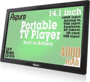LEADSTAR 14 Inch Portable Digital ATSC TFT HD Screen Freeview LED TV for Car,Caravan,Camping,Outdoor or Kitchen.Built-in Battery Television/Monitor with Multimedia Player Support USB Card