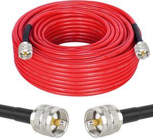 MOOKEERF RG8X Coaxial Cable 100ft,CB Coax Cable,UHF PL259 Male to Male Low Loss CB Antenna Cable 50 Ohm for HAM Radio,Antenna Analyzer,Dummy Load,SWR Meter