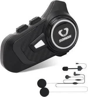 Motorcycle Helmet Bluetooth Intercom 800M Wireless Communication System Waterproof Motorcycle Bluetooth Headset with DPS Reduce Noise for Helmets (1 Pack)