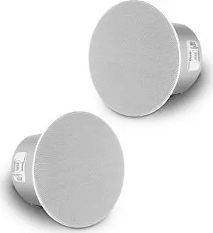 Sound Town Pair of 6.5" Coaxial in-Ceiling Speakers with Metal Backcan and Tile Rails, 70V/100V/8-Ohm Switchable, Magnetic Grill, White (STCS6C-PAIR)
