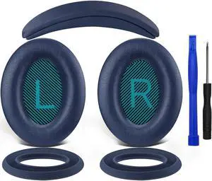 SOULWIT Ear Pads Cushions + Headband + Silicone Earpads Cover, Replacement Kit for Bose QuietComfort 25(QC25)/SoundLink Around-Ear II(SoundLink AE2)/SoundTrue Around-Ear II(SoundTrue AE 2) - Navy Blue