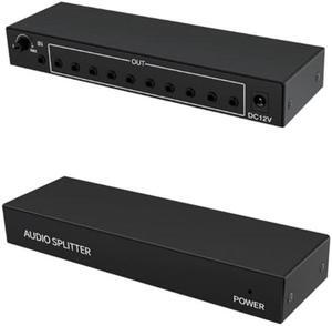 suckoo 10 Channel 6.35mm TRS or 3.5mm HiFi Audio Headphone Amplifier Splitter 1 in 10 Out 1 in 8 Out Mixer Controller Cell Phone Tablet External 10 Port Stereo Audio Headphone Amplifier Speakers
