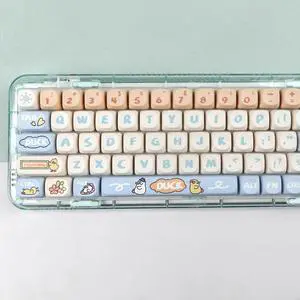 MOA Profile Keycaps, Yellow Cute Duck Keycap, 138 Keys PBT DYE-SYB Custom Keycap Set for Mx Cherry Mechanical Keyboard 60 75 100 Percent