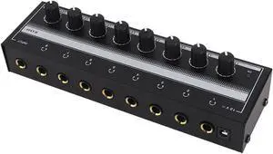 SUNGOOYUE Stereo Headphone Amplifier, Headphone Amplifier 8 Channel Portable Metal Stereo Amplifier for Studio and Stage 100 to 240V