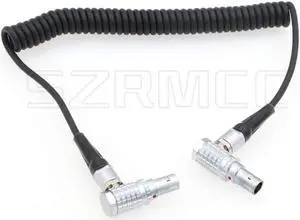 SZRMCC ARRI Cameras Right Angle 5 Pin Male to Right Angle 5 Pin Male Timecode in/Out Coiled Cable for Sound Devices Ambient Lockit Zaxcom