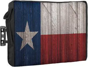 Outdoor TV Cover - Vintage Wood Texas Flag Waterproof and Weatherproof 52"-55" LCD Movable Shield TV Display Screen Protector Outside Television Covers