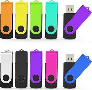 16GB Flash Drive 10 Pack TATMOHIK USB Drives 16 GB Thumb Drive Pack Bulk of 10 USB Drives Swivel Design with LED Indicator, Jump Drive, Gig Stick, Memory Stick, Pen Drive
