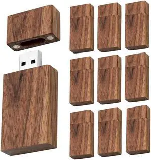8GB Wood USB Flash Drives 10 Pack TATMOHIK 2.0 USB Drives Bulk 8GB Thumb Drive Pack Walnut Shell Design with little magnet, Jump Drive Pack, Memory Sticks, Pen Drives(10 Pack-Walnut)