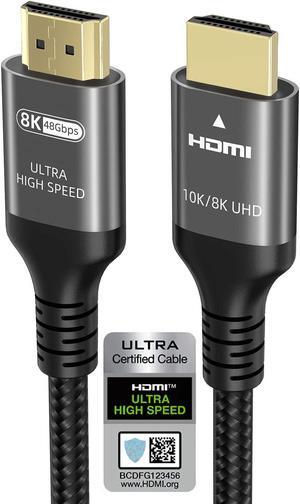 Ubluker 10K 8K 4K HDMI Cable 48Gbps 25 FT, Certified Ultra High Speed HDMI(r) Cable 4K 240Hz 144Hz 120Hz 8K60Hz 0.01ms HDR10+ eARC HDCP2.3 Netflix Roku TV PC Monitor Projector PS5 Xbox
