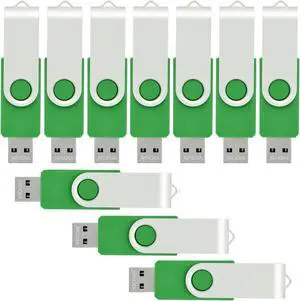 VICFUN 10 Pack 8GB USB Flash Drives USB 2.0 8GB USB Memory Stick Pen Drive Green