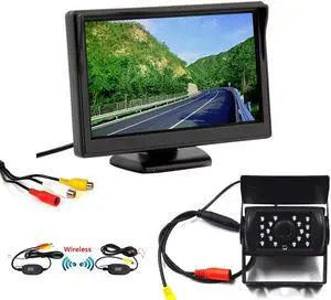 5" Digital Color TFT LCD Car Desktop Monitor+Car Rear View Camera/Waterproof IR Camera for Truck/Bus/Lorry DC12-24V