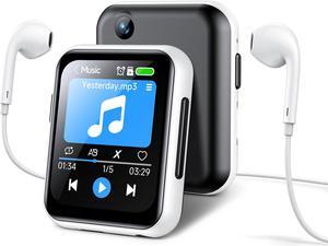 MP3 Player with 128GB TF Card, FHD 720P Digital Camera, Bluetooth 5.4 Lossless Sound Audio Player, 2" Touch Screen Portable Music Player with Speaker, Voice Recorder, Case & Earphones Included (White)