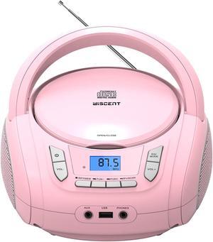 Portable CD Player Boombox with Bluetooth,FM Radio,USB MP3 Playback,AUX-in,Headphone Jack,CD-R/RW and MP3 CDs Compatible,Small CD Player for Home or Outdoor