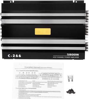 4 Channel Car Stereo Amplifier,Yctze 4 Channel Car Stereo Amplifier Car Stereo for Audio Amplifier Speaker Power Amp 12V 5800W Bass Boost Control, Silver Plated Input Output
