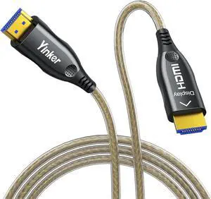 Yinker 4K Fiber HDMI Cable 50ft,Industrial Grade 2-layer Protection 18Gbps 4K 60Hz HDCP2.2 4:4:4 HDR10
