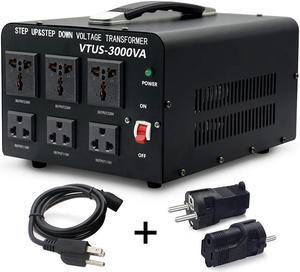 Yinleader 3000W Voltage Transformer Power Converter(220V to 110V, 110V to 220V) w/US to EU Travel Adapter