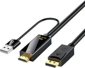 HDMI to DisplayPort (DP) Adapter 6FT, 4K@60Hz for Computer, Xbox, NS (Male to Male)
