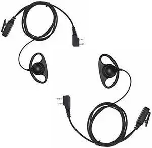 Yolipar Single-Wire Earpiece Surveillance Kit Compatible with Retevis, BaoFeng, BTECH, Kenwood, Arcshell AR-5 Walkie Talkie with PTT Mic D-Shaped Clip-Ear Headset(2 PCS)